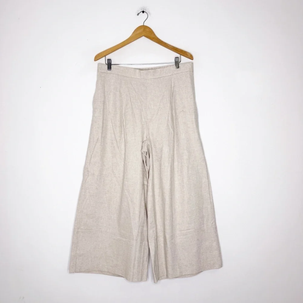 Banana Republic Linen Blend Oatmeal Wide Leg Pants – Size Large